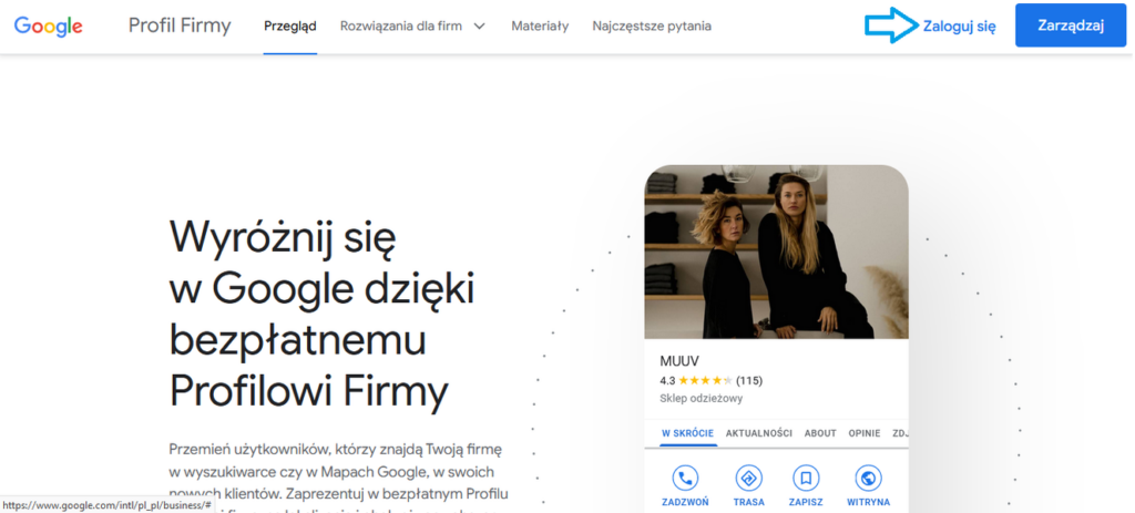 profil firmy google logowanie