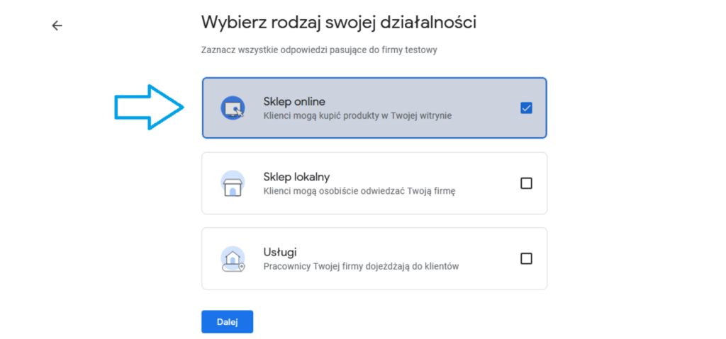 nowy profil firmy google